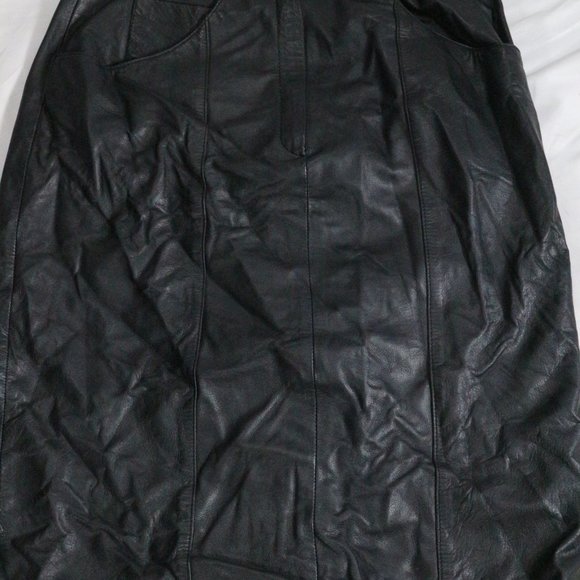 VTG CALLIOPE Leather Works A-Line Rear Slit Skirt Sz 8 - Picture 6 of 13